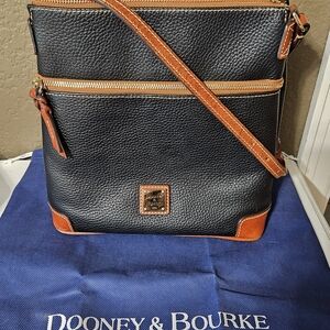 Dooney & Bourke Black and Brown Leather Crossbody Bag
